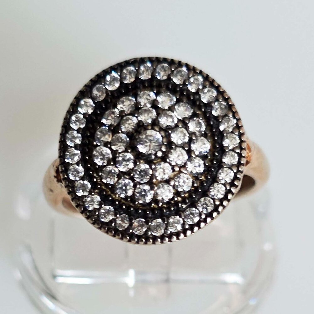 Sterling Silver Crystal Cluster Ring - image 2